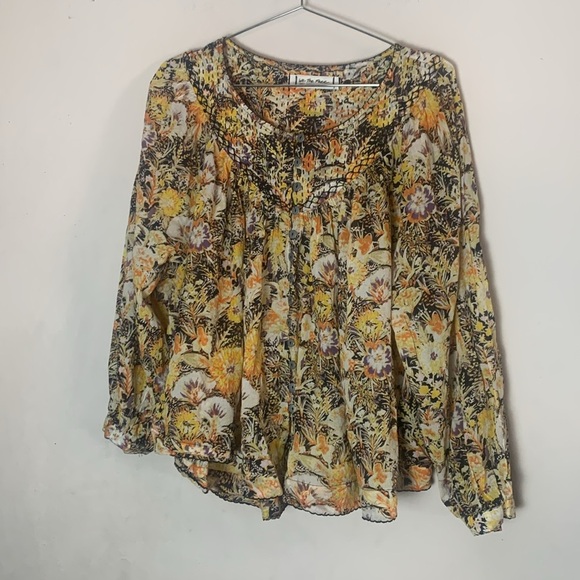 Free People Cool Meadow Blouse in Midnight Combo Size Small - Picture 2 of 7